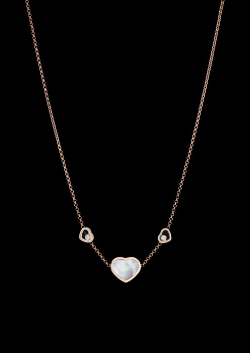 HAPPY HEARTS NECKLACE
 18K ROSE GOLD, DIAMONDS AND MOTHER-OF-PEARL