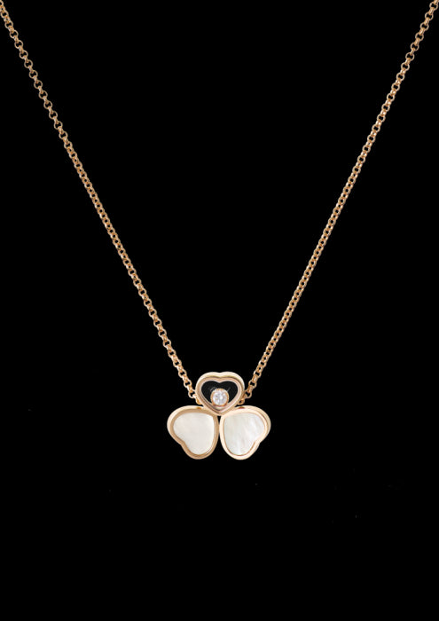 HAPPY HEARTS NECKLACE
 18K ROSE GOLD, DIAMOND & MOTHER-OF-PEARL