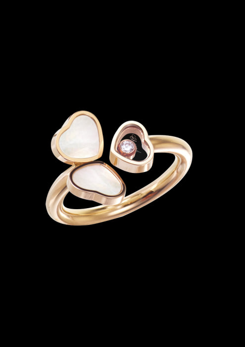 HAPPY HEARTS RING
 18K ROSE GOLD, DIAMOND AND MOTHER OF PEARL