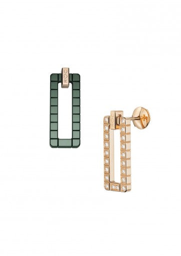 RIHANNA LOVES CHOPARD DIAMOND EARRINGS
 18K ETHICALLY-CERTIFIED "FAIRMINED" ROSE GOLD, DIAMONDS AND GREEN CERAMIC