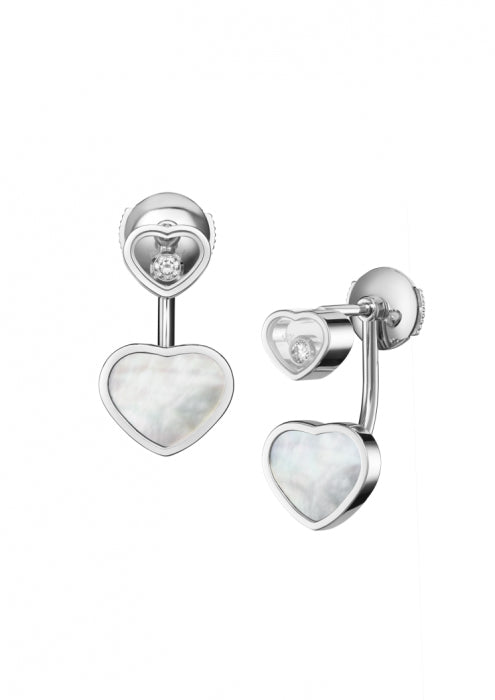 HAPPY HEARTS EARRINGS
 18K WHITE GOLD, MOTHER-OF-PEARL AND DIAMONDS