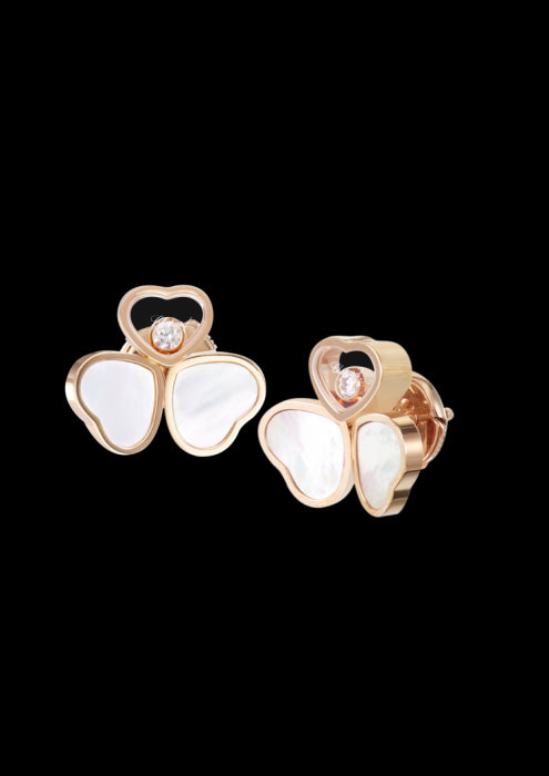 HAPPY HEARTS EARRINGS
 18K ROSE GOLD, DIAMONDS AND MOTHER-OF-PEARL
