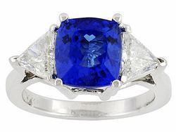 Gold TANZANITE and Diamond Ring