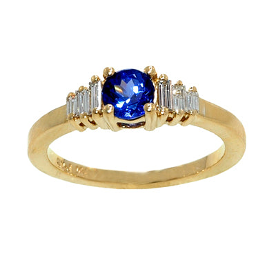 Gold TANZANITE and Diamond Ring