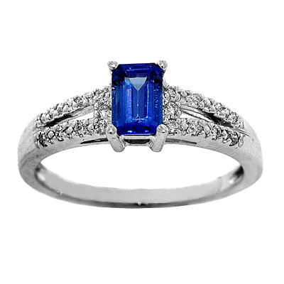 Gold TANZANITE and Diamond Ring