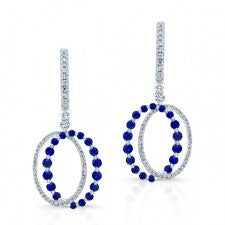 NATURAL COLOR WHITE GOLD SAPPHIRE CONTEMPORARY DIAMOND EARRINGS