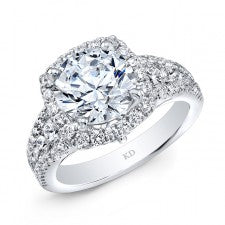 WHITE GOLD INSPIRED ROUND HALO DIAMOND ENGAGEMENT RING