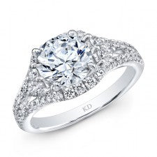 WHITE GOLD VINTAGE ROUND HALO DIAMOND ENGAGEMENT RING