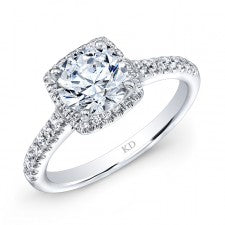 WHITE GOLD CLASSIC HALO DIAMOND ENGAGEMENT RING