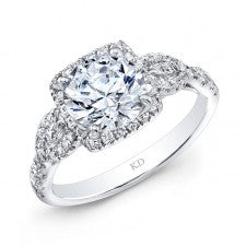 WHITE GOLD VINTAGE HALO DIAMOND ENGAGEMENT RING