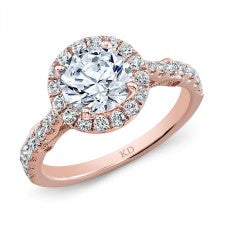 ROSE GOLD ROUND HALO DIAMOND ENGAGEMENT SET