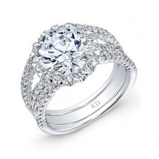 WHITE GOLD INSPIRED ROUND HALO DIAMOND ENGAGEMENT RING