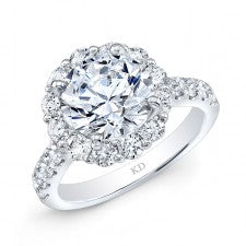 WHITE GOLD CLASSIC HALO DIAMOND ENGAGEMENT RING