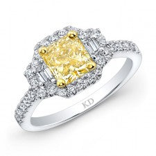 WHITE AND YELLOW GOLD FANCY YELLOW RADIANT DIAMOND BRIDAL RING