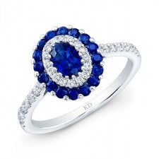 WHITE GOLD NATURAL COLOR DAZZLING SAPPHIRE DIAMOND RING