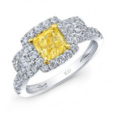 WHITE AND YELLOW GOLD FANCY YELLOW DIAMOND ENGAGEMENT RING