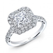 WHITE GOLD CLASSIC SQUARE HALO DIAMOND ENGAGEMENT RING
