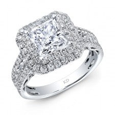 WHITE GOLD CLASSIC SQUARE HALO DIAMOND ENGAGEMENT RING