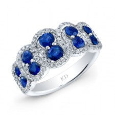 NATURAL COLOR WHITE GOLD TWISTED SAPPHIRE DIAMOND RING