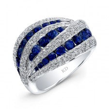 WHITE GOLD NATURAL COLOR CONTEMPORARY SAPPHIRE DIAMOND RING