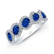 WHITE GOLD NATURAL COLOR INSPIRED OVAL SAPPHIRE DIAMOND RING