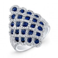 NATURAL COLOR WHITE GOLD CONTEMPORARY SAPPHIRE DIAMOND RING