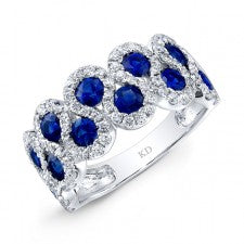 NATURAL COLOR WHITE GOLD FASHION SAPPHIRE SWIRLED DIAMOND RING