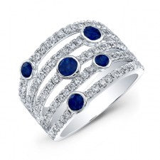 NATURAL COLOR WHITE GOLD FASHION SAPPHIRE DIAMOND RING