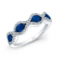 NATURAL COLOR WHITE GOLD ELEGANT SAPPHIRE DIAMOND RING