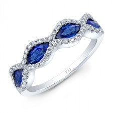 NATURAL COLOR WHITE GOLD ELEGANT SAPPHIRE DIAMOND RING