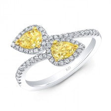 WHITE GOLD NATURAL YELLOW SWIRL FASHION RING