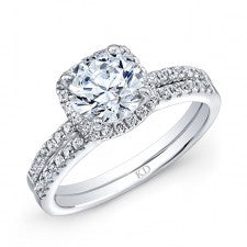WHITE GOLD CLASSIC HALO DIAMOND BRIDAL SET