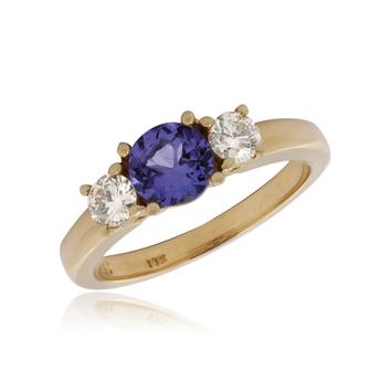 Gold TANZANITE and Diamond Ring