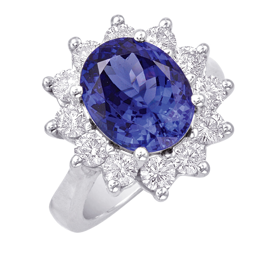 Gold TANZANITE and Diamond Ring