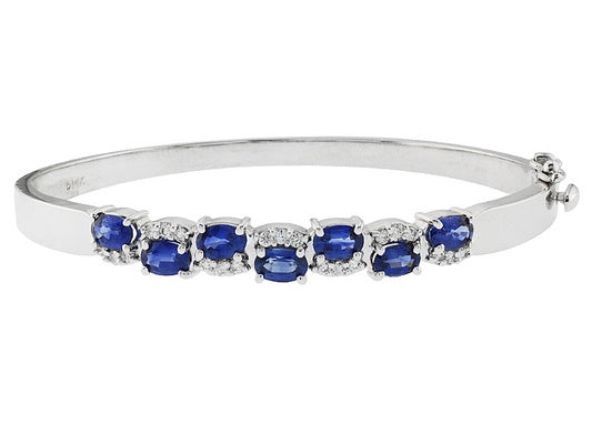 Gold Sapphire And Diamond Bangle