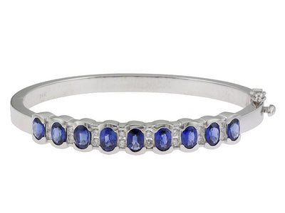 Gold Sapphire And Diamond Bangle