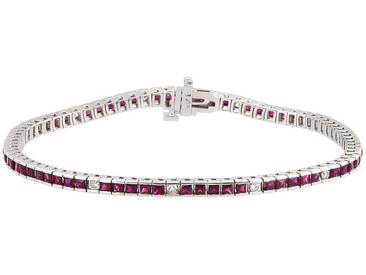 Gold Ruby And Diamond Bracelet