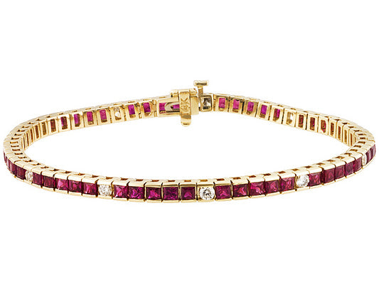 Gold Ruby And Diamond Bracelet