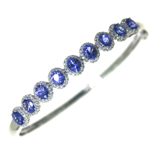 Gold TANZANITE and Diamond Bangle