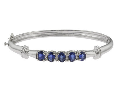 Gold Sapphire And Diamond Bangle