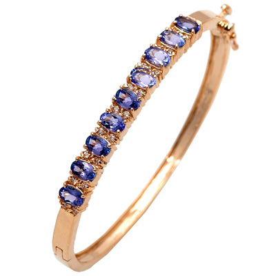 Gold TANZANITE and Diamond Bangle