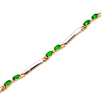 Gold Emerald and Diamond Bracelet