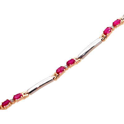 Gold Ruby And Diamond Bracelet