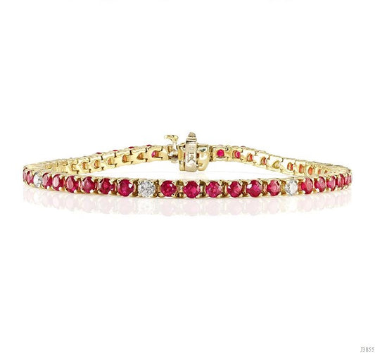 Gold Ruby And Diamond Bracelet