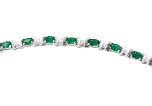 Gold Emerald and Diamond Bracelet