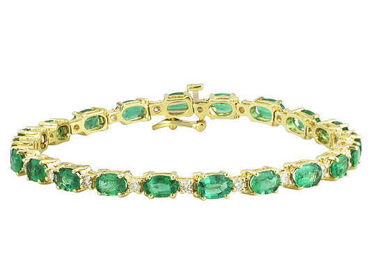 Gold Emerald and Diamond Bracelet