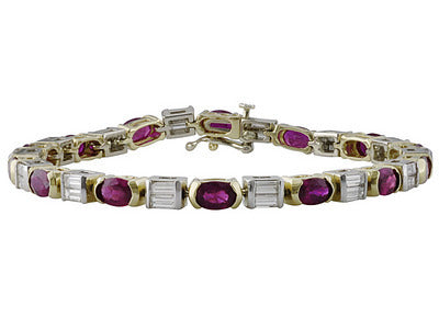 Gold Ruby And Diamond Bracelet