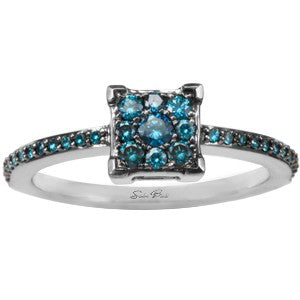 Interchangeable Daisy Sqaure Blue Diamond Band
