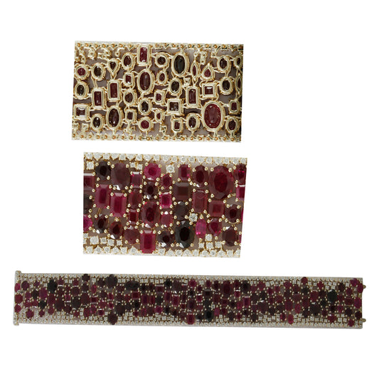 Gold Ruby And Diamond Bracelet