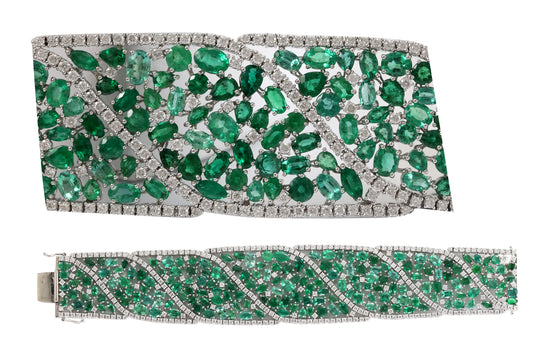 Gold Emerald and Diamond Bracelet